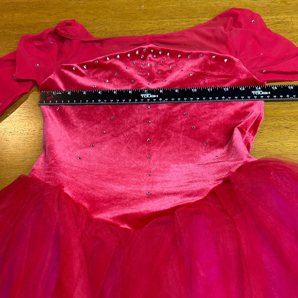 Weissman Red Velvet Rhinestone Mesh Tulle Dance Costume 13142 Womens MA - Picture 6 of 8
